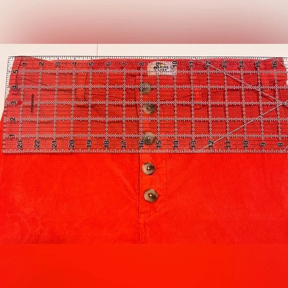 Marine Layer Bridget Wide Leg High Rise Corduroy Pants in Bright Orangey Red - Picture 5 of 5